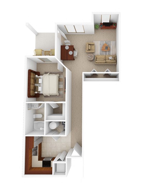 Floor plan for 1 bed, 1 bath, 780 sqft